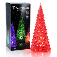 Christmas Tree Multi-Colour LED Light 27cm Acrylic Battery Operated Xmas Tabletop Decoration 1pc
