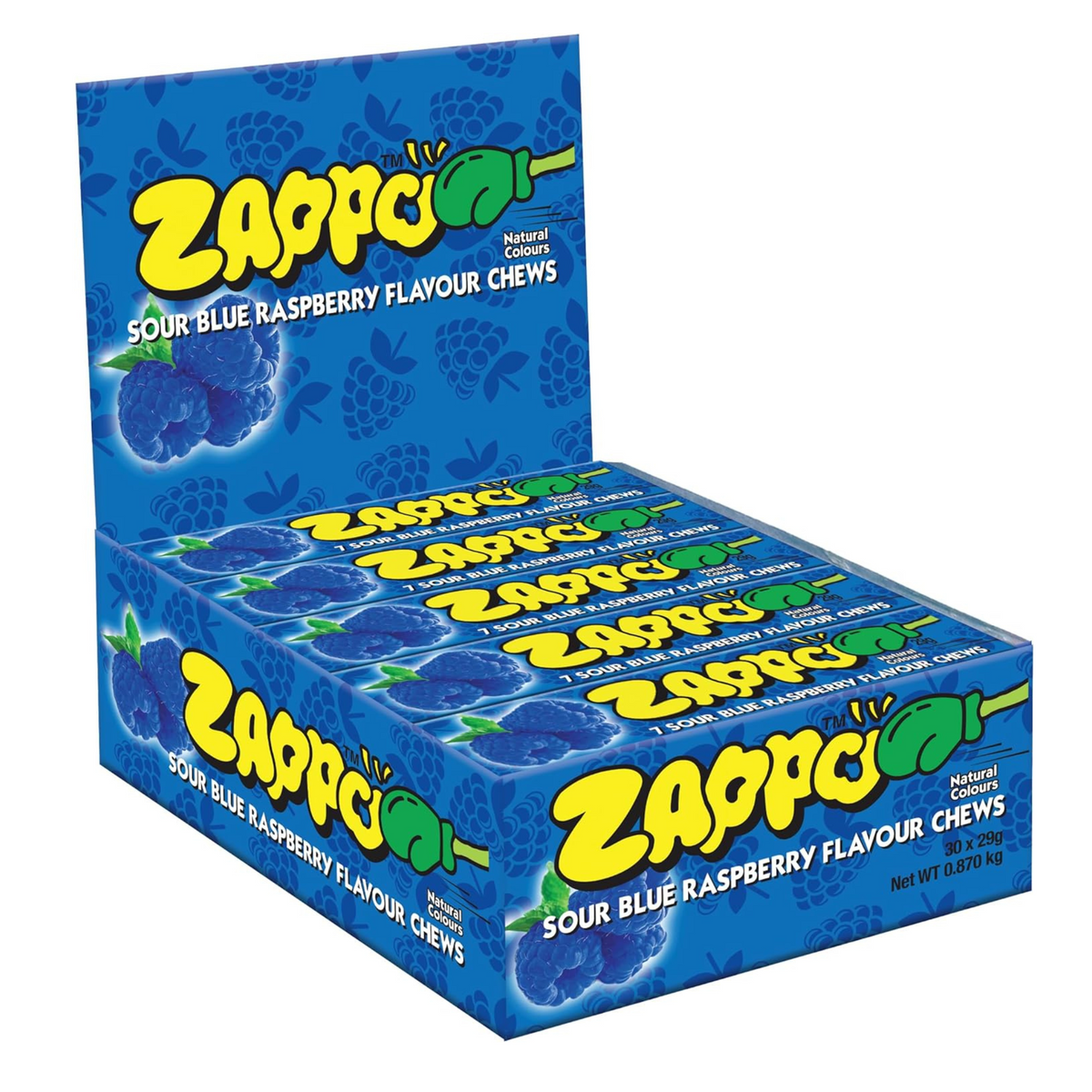 Zappo Chews Blue Raspberry 29g x 30 Pack | Ancel Online Pty Ltd