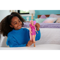 Barbie Fancy Hair Doll blonde with long colourful hair and 10 styling accessories ages 3 plus
