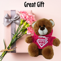 Brown Bear With Hoodie Super Mum 25cm Mother's Day Soft Plush Gift
