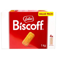 Lotus Biscoff - 1Kg Caramelized Biscuit Snack, Individually Wrapped - 250g per Pack, Box of 4
