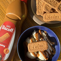Caramelised biscuit flavoured sauce for ice cream and milkshakes
