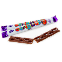 Individually wrapped Cadbury Curly Wurly chocolate caramel bars