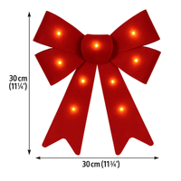 Red LED bow with dimensions on a white background
