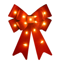 Light-up Christmas bow 30 cm red fabric battery powered ornament
