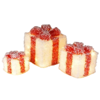 Light up Christmas present decorations with snow effect
