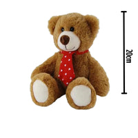 Gordy Brown Teddy Bear with Red Neck Tie – 20cm Soft Plush Gift
