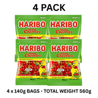 Haribo Happy Cherries 140g x 4 Pack Gummy Cherry Lollies
