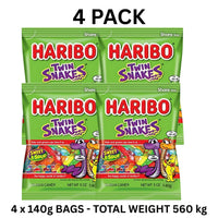 Haribo Twin Snakes 140g x 4 Pack Gummy Lollies
