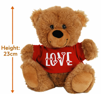 Brown Jelly Teddy Bear with LOVE Red T-Shirt 23cm Valentine Plush Gift (TEMU) - Aussie Variety-AU Ancel Online
