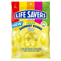 Life Savers Lemon Sherbet Bombs fizzy lemon lollies ideal for parties, events, or bulk candy supply
