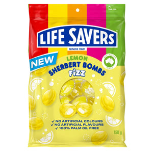 Life Savers Lemon Sherbet Bombs fizzy lemon lollies ideal for parties, events, or bulk candy supply