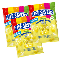 Life Savers Lemon Sherbet Bombs 3 pack – 150g  per bag of fizzy lemon lollies for parties and candy buffets

