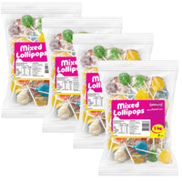 Lolliland Mixed Flat Pops 1kg x 4 Pack – 4kg Gluten Free Assorted Lollipops
