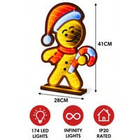 Gingerbread Man Infinity Mirror Christmas Light 41cm – 174 LED Multicolour Indoor Decoration

