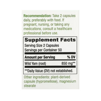 Natures Way Wild Yam Root 850mg 100 Vegan Capsules - Gluten Free
