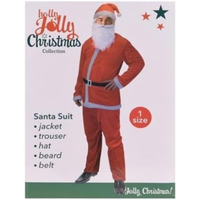 Holly Jolly Christmas Complete Santa Claus Costume Set – One Size Adult Outfit - 5 Piece Set
