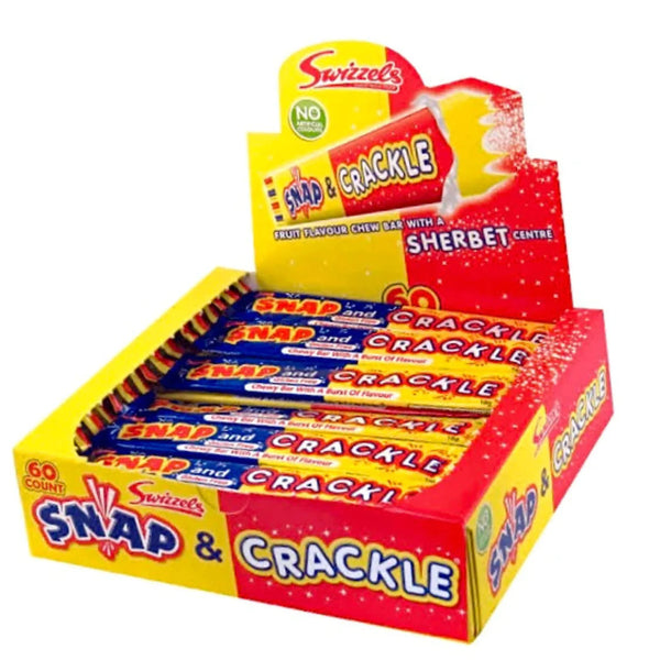 Snap and Crackle Chewy Candy Bars 18g – Bulk 60 Pack Individually Wrapped Sweets for Parties and Events