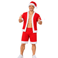 Adult Summer Santa Suit 3pc – With Shirt, Shorts And Hat – One Size
