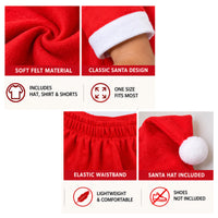 Adult Summer Santa Suit 3pc – With Shirt, Shorts And Hat – One Size
