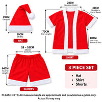 Adult Summer Santa Suit 3pc – With Shirt, Shorts And Hat – One Size
