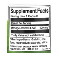 Swanson Moringa Oleifera Leaf 400 mg 60 Capsules

