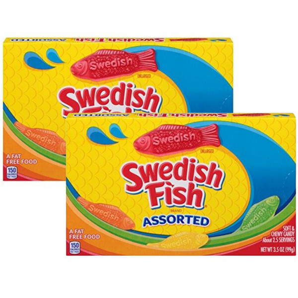 Swedish Fish Assorted Candy Theatre Box 99g 2 Pack – soft chewy fruity candy