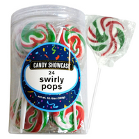 Candy Showcase Swirly Pops Gluten Free x 24 Red White Green