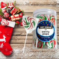 Candy Showcase Swirly Pops Gluten Free x 24 Red White Green