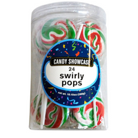 Candy Showcase Swirly Pops Gluten Free x 24 Red White Green