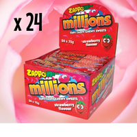 Zappo Millions Strawberry Flavour 75g x 24 Piece Pack

