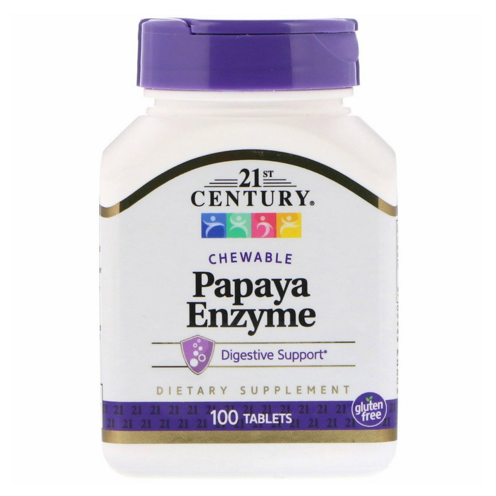 21st Century Papaya Enzyme 100 Tablets - Gluten Free