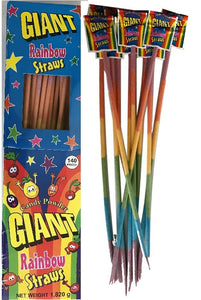 Giant Rainbow Sherbet Straw 13g - 140 Pack - Aussie Variety-AU Ancel Online