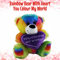 You Colour My World Rainbow Teddy Bear 23cm Soft Plush