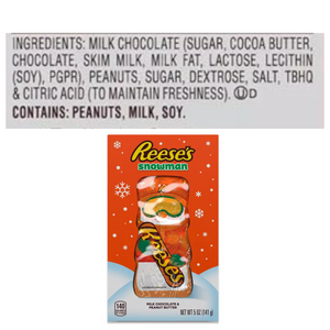 Large Snowman Reese's Milk Chocolate And Peanut Butter Snowman 141g