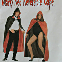 Reversible Cape Black Red Adult - One Size - Unisex Costume