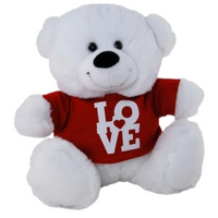White Teddy Bear With Red Shirt Love 23cm Soft Plush
