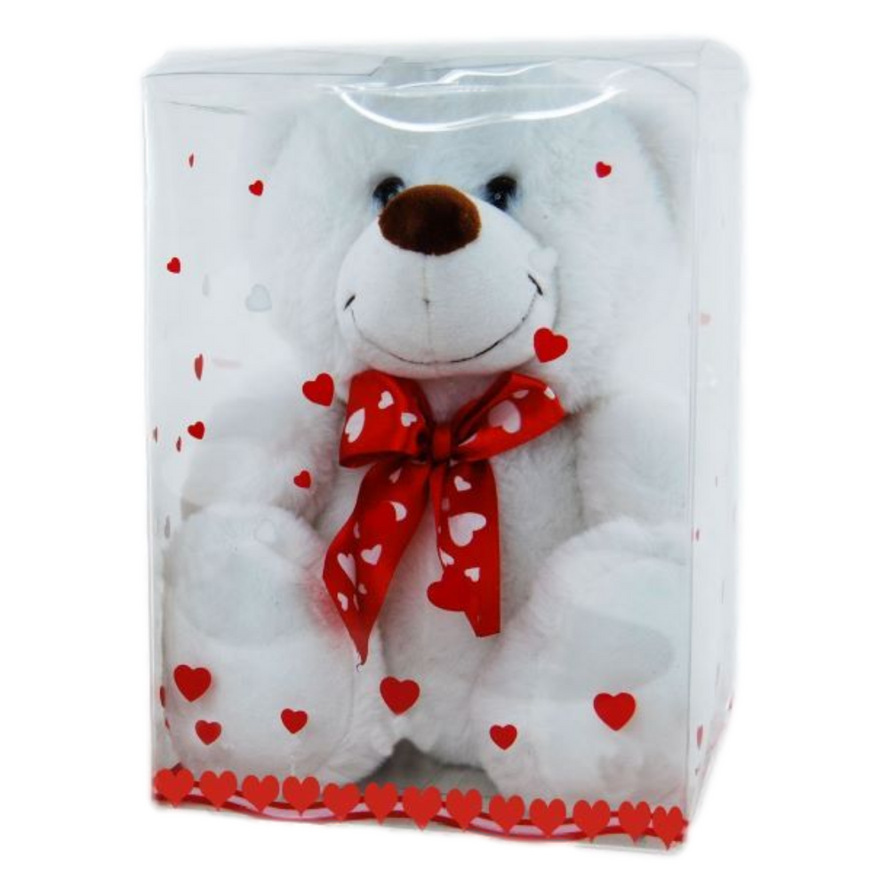 White Teddy Bear In Acetate Box 15cm Soft Plush Gift Boxed Soft Plush