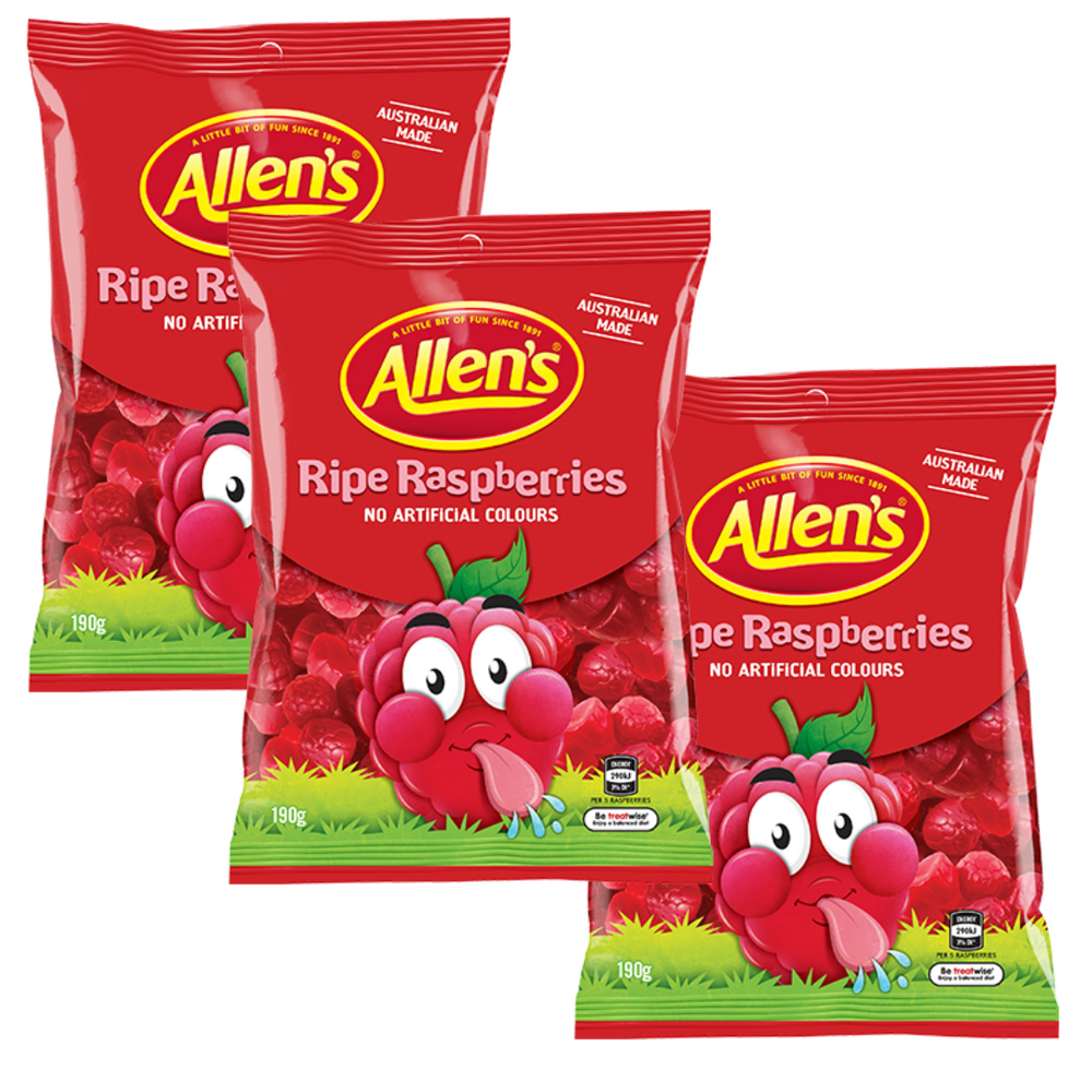 Allens Ripe Raspberries 190g - 3 Pack - Aussie Variety-AU Ancel Online