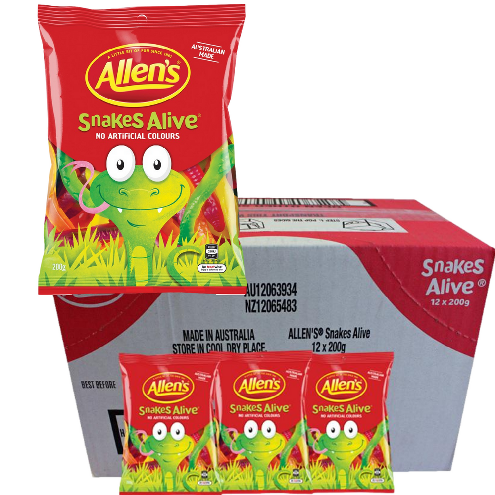 Allens Snakes Alive 200g - 12 Pack - Aussie Variety-AU Ancel Online