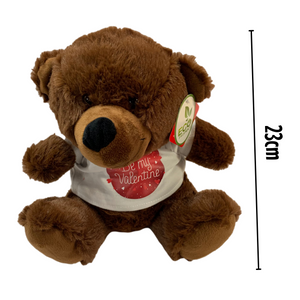 Be My Valentine Brown Teddy Bear With Shirt  23cm Soft Plush