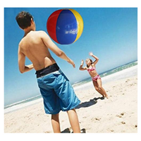 Inflatable Rainbow Beach Ball 25cm Pack of 12 Hand Inflatable Air Pump Included
