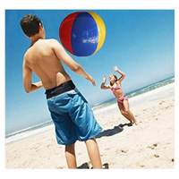 Inflatable Rainbow Beach Ball 25cm Pack of 12 Hand Inflatable Air Pump Included