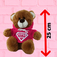Brown Bear With Hoodie Super Mum 25cm Mother's Day Soft Plush Gift - Aussie Variety-AU Ancel Online
