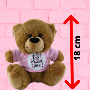 Best Mum Ever Beige Bear With Shirt 18cm Mother's Day Soft Plush Gift (Eco Friendly Range) - Aussie Variety-AU Ancel Online