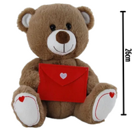 Brown Teddy Bear With Red Love Envelope 26cm
