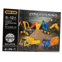 City Building 341 Piece Vehicle Construction Set 4-1 DIY Metal Model Kids Building Toy
