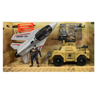 Combat Force 9 Military Play Set Free Wheel Jeep Plane And Accessories Kids Play Set
