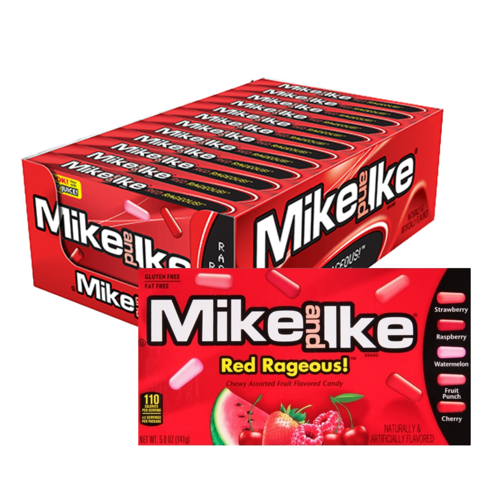 Mike And Ike Red Rageous 141g Theatre Box - 12 Pack American Candy