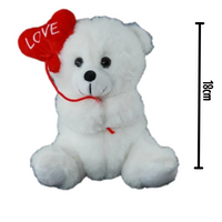 White Teddy Bear With Love Red Heart Balloon 18cm - Aussie Variety-AU Ancel Online